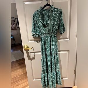 Max Studio Smocked Flutter Sleeve Maxi Dress